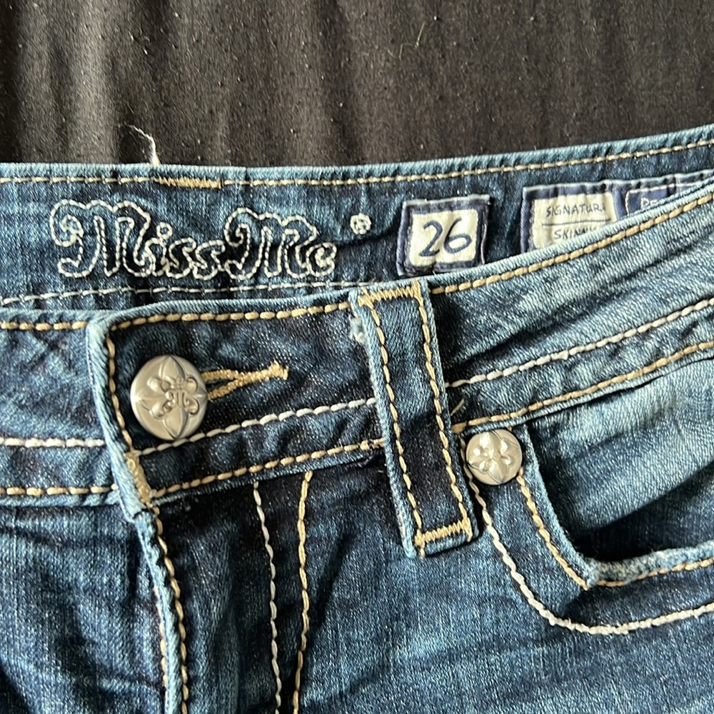 Miss Me Jeans Skinny 26 sparkly butt dark wash, bejeweled